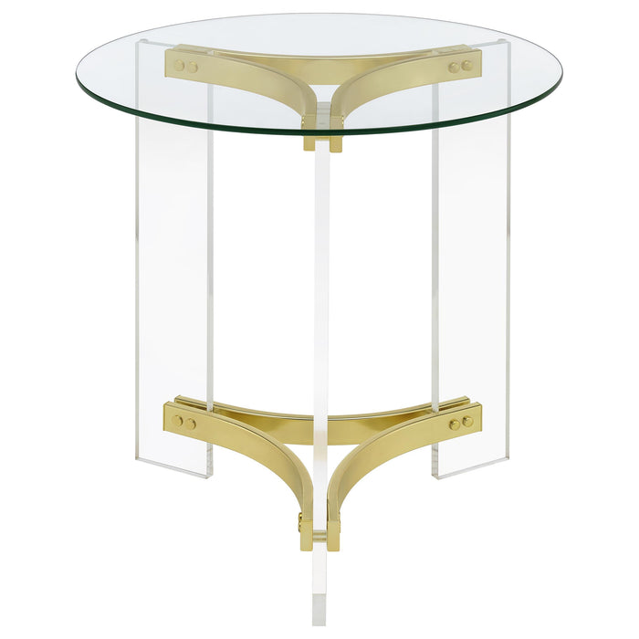 Janessa 3-piece Acrylic Coffee and End Table Set Matte Brass