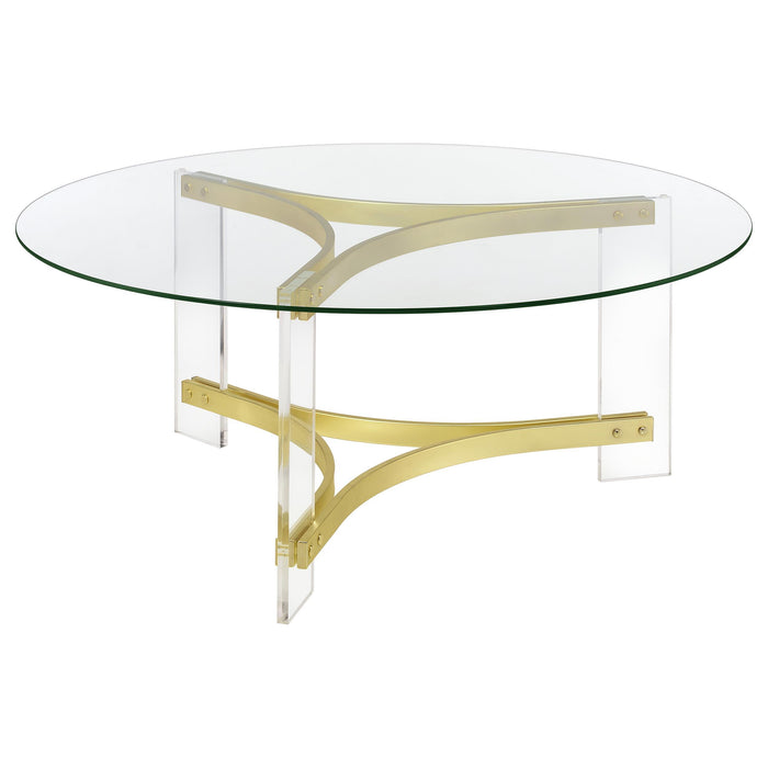 Janessa 3-piece Acrylic Coffee and End Table Set Matte Brass