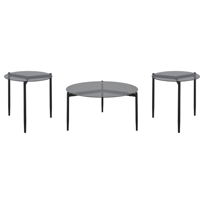 Rosalie 3-piece Round Coffee and End Table Set Grey