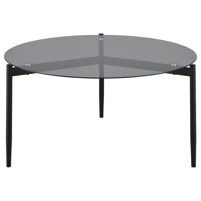 Rosalie Round Smoked Glass Top Coffee Table Grey