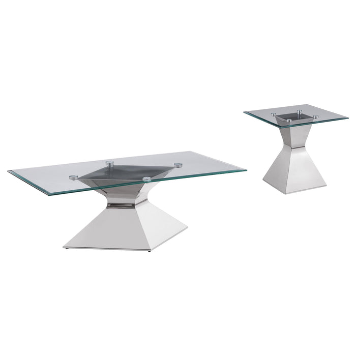 Jenny 2-piece Rectangular Coffee and End Table Set Chrome