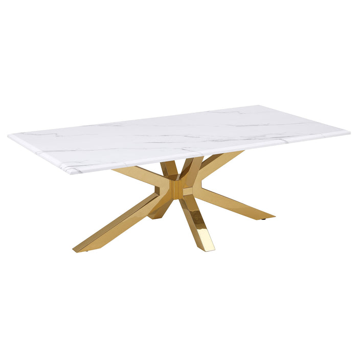 Visalia 2-piece Faux Marble Coffee and End Table Set White