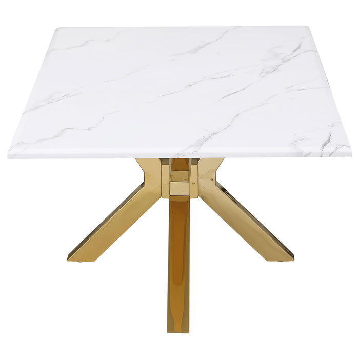 Visalia 2-piece Faux Marble Coffee and End Table Set White