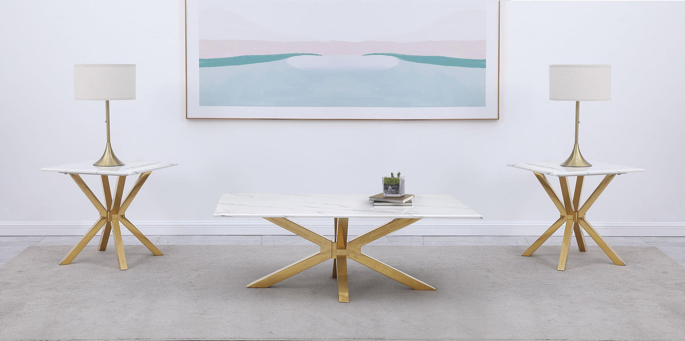 Visalia 3-piece Faux Marble Coffee and End Table Set White