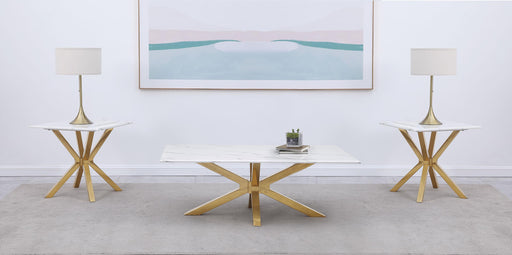 Visalia 3-piece Faux Marble Coffee and End Table Set White