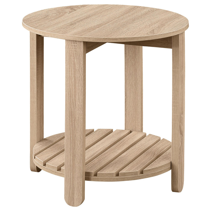 Fowler 2-piece Round Coffee and End Table Set Natural