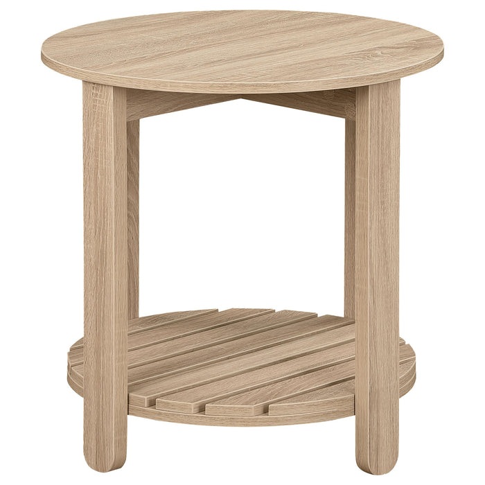 Fowler 2-piece Round Coffee and End Table Set Natural