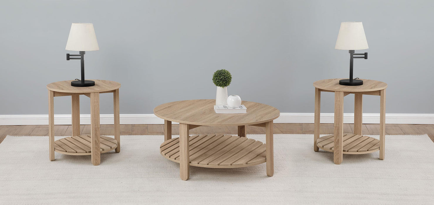 Fowler 3-piece Round Coffee and End Table Set Natural