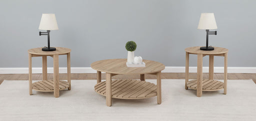 Fowler 3-piece Round Coffee and End Table Set Natural