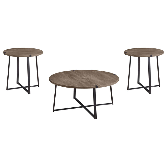 Marcus 3-piece Round Coffee and End Table Set Light Brown
