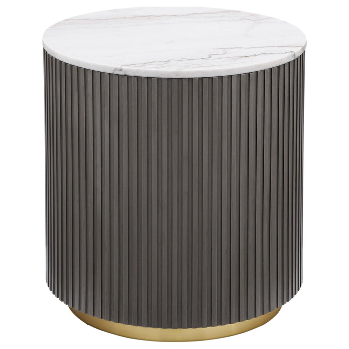 Jason 2-piece Round Marble Coffee and End Table Set White