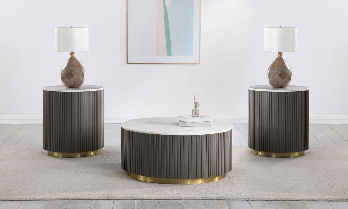 Jason 3-piece Round Marble Coffee and End Table Set White