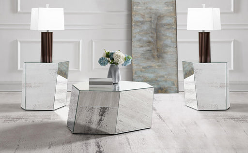 Capella 3-piece Mirrored Coffee and End Table Set Silver