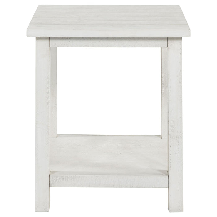 Payne Wood End Table with Shelf Distressed White