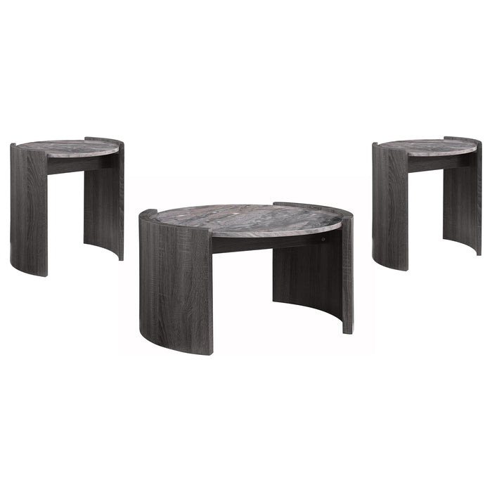 Gladstone 3-piece Coffee and End Table Set Distressed Grey