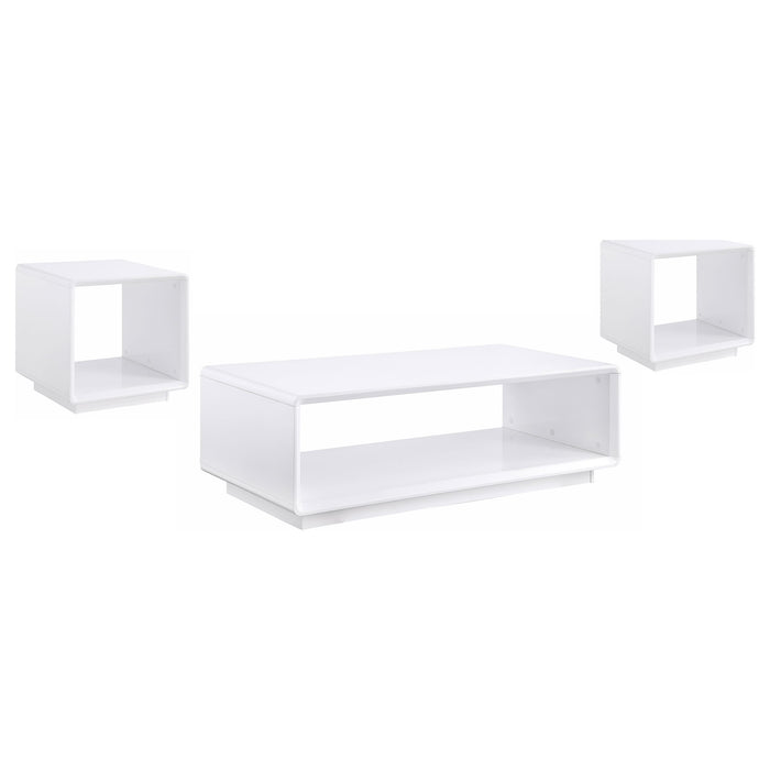 Paseo 3-piece Coffee and End Table Set White High Gloss