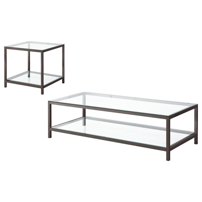 Trini 2-piece Coffee and End Table Set Black Nickel