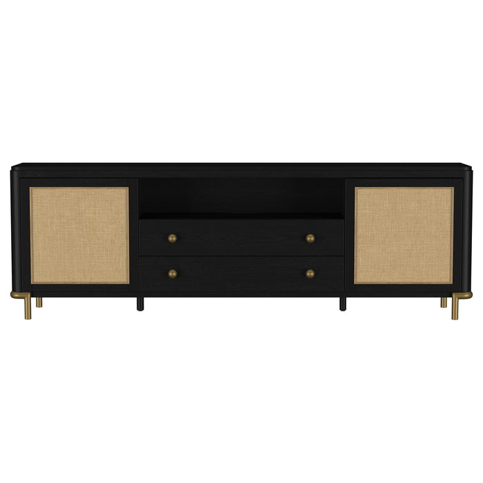 Arini Rattan Cane 2-door TV Stand Media Console Black