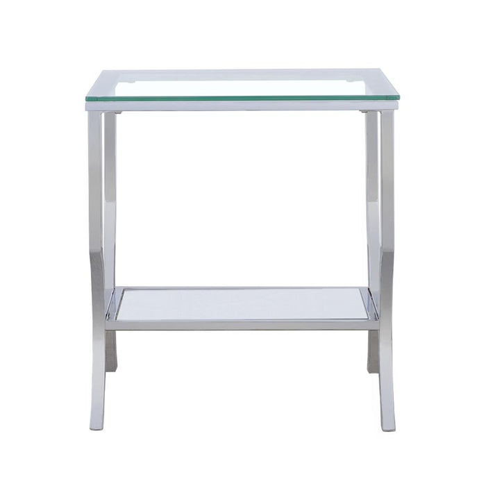 Saide Square Glass Top Side End Table Chrome