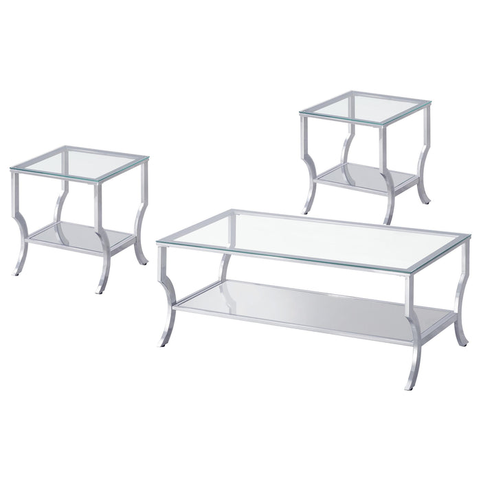 Saide 3-piece Glass Top Coffee and End Table Set Chrome