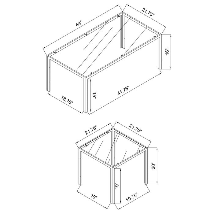 Brock Rectangular Glass Top Coffee Table Set Black