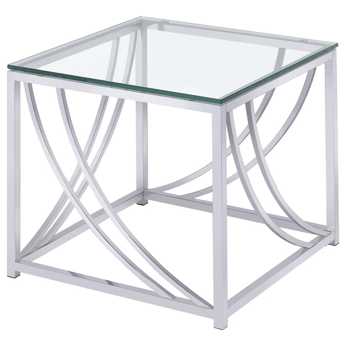 Lille 2-piece Glass Top Coffee And End Table Set Chrome