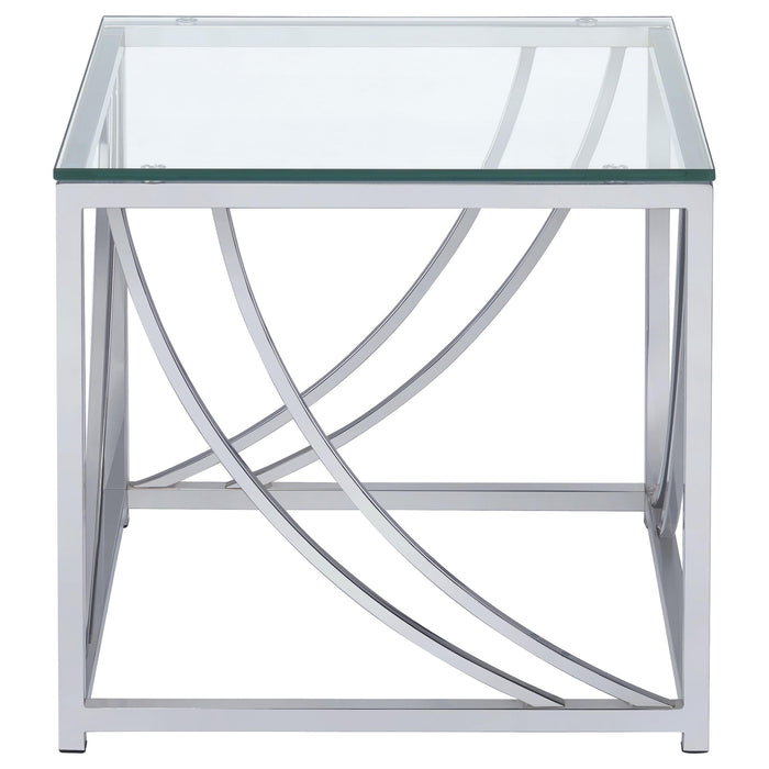 Lille 2-piece Glass Top Coffee And End Table Set Chrome