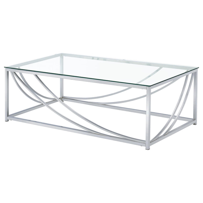Lille 2-piece Glass Top Coffee And End Table Set Chrome