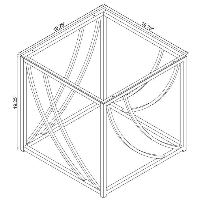 Lille 2-piece Glass Top Coffee And End Table Set Chrome