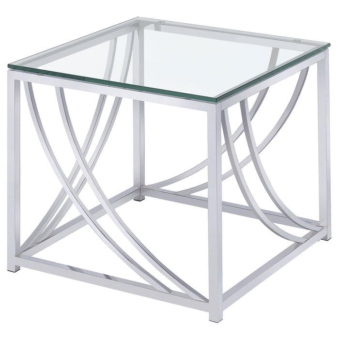 Lille 3-piece Glass Top Coffee And End Table Set Chrome
