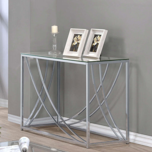 Lille Glass Top Entryway Console Table Accents Chrome