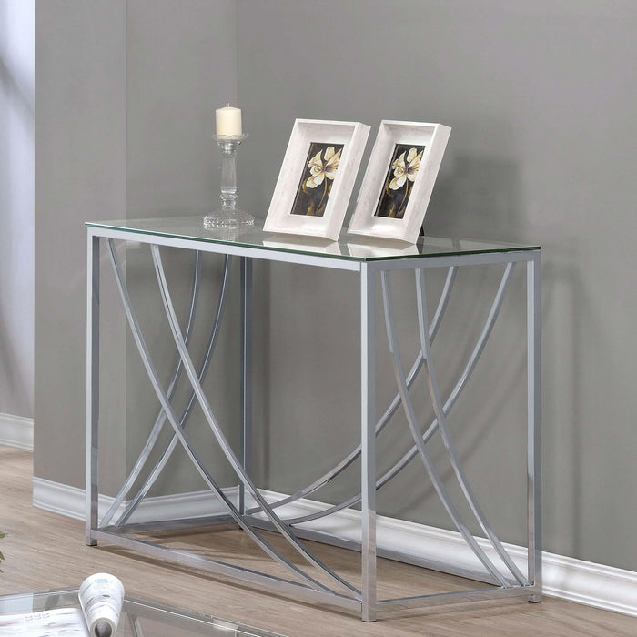 Lille Glass Top Entryway Console Table Accents Chrome