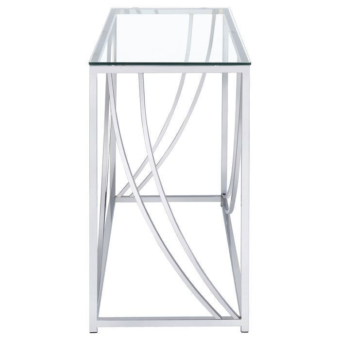 Lille Glass Top Entryway Console Table Accents Chrome