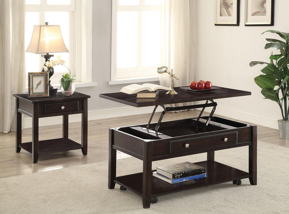 Bradford 2-piece Lift Top Coffee and End Table Set Walnut