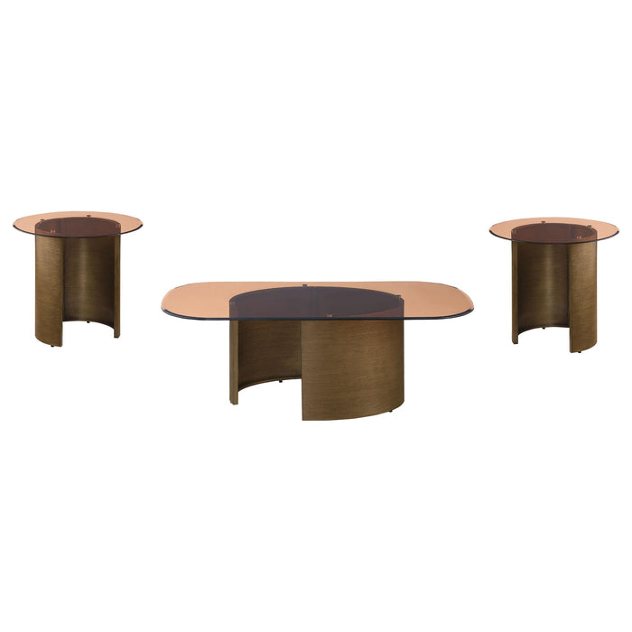 Morena 3-piece Coffee and End Table Set Brushed Bronze