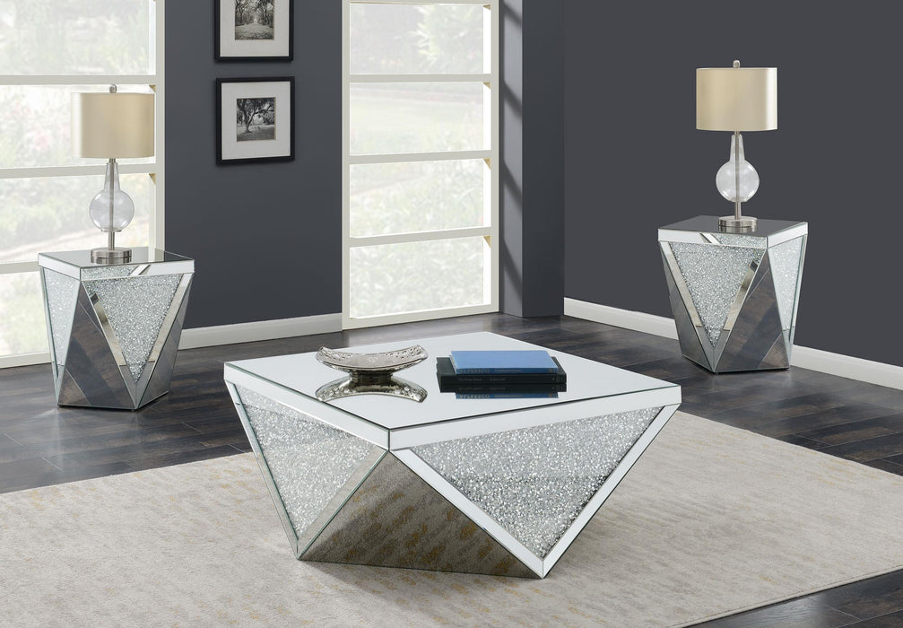 Amore 3-piece Mirrored Coffee and End Table Set Silver