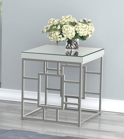 Dafina Square Mirrored Top Side End Table Chrome