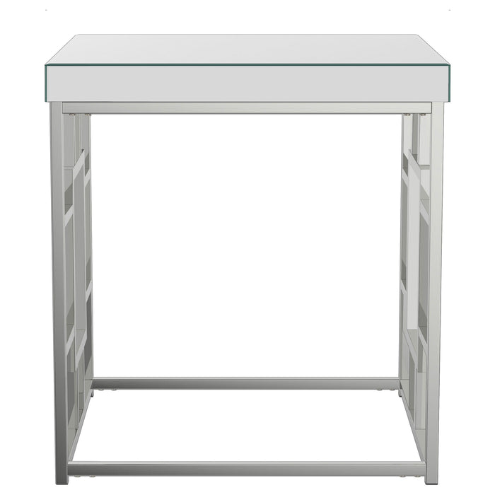 Dafina Square Mirrored Top Side End Table Chrome