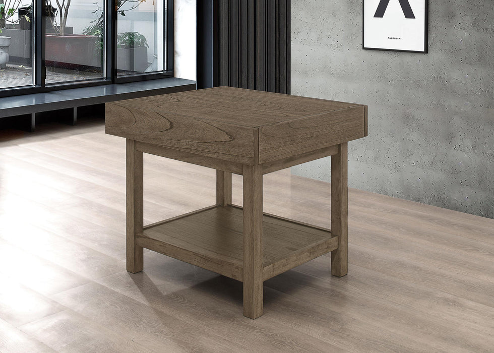 Owen 1-drawer Rectangular Side End Table Wheat Brown