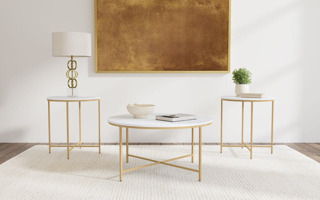 Ellison 3-piece Round Marble Coffee and End Table Set White