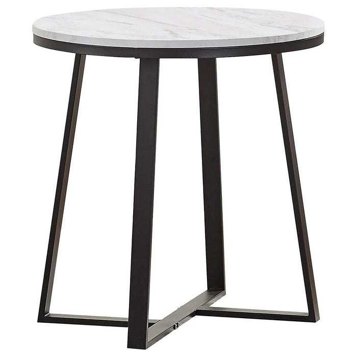 Hugo 2-piece Coffee and End Table Set White Faux Marble