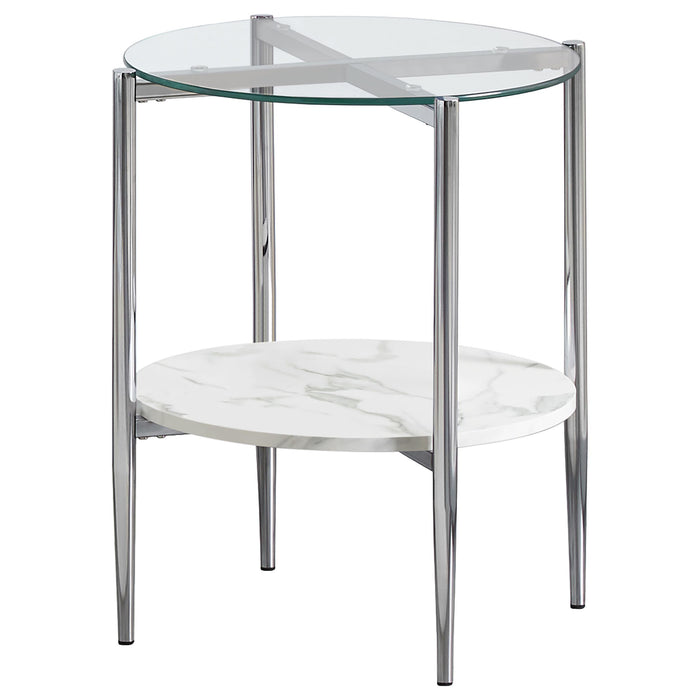 Cadee 2-piece Oval Coffee and End Table Set Chrome
