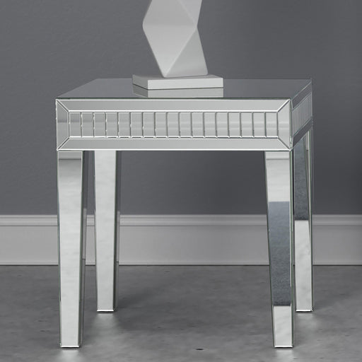 Whitfield Square Mirrored End Side Table Silver