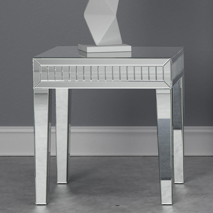 Whitfield Square Mirrored End Side Table Silver