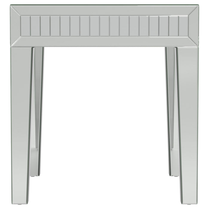 Whitfield Square Mirrored End Side Table Silver