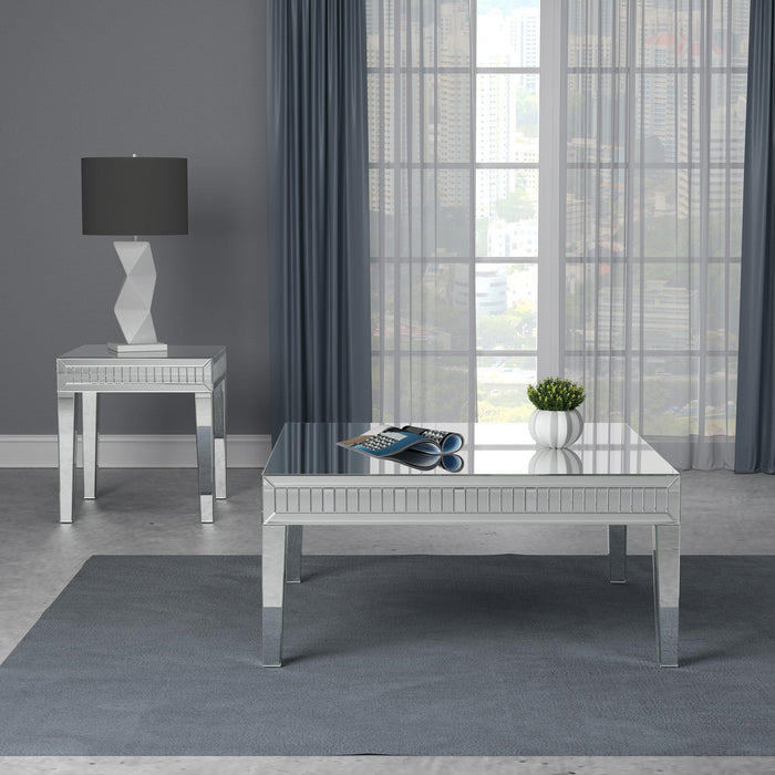 Whitfield Square Mirrored End Side Table Silver