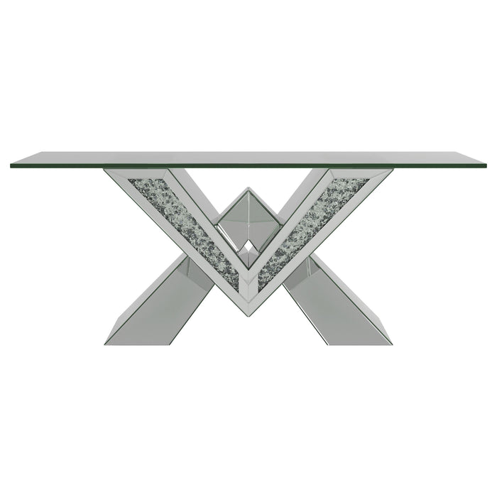 Taffeta 2-piece Mirrored Coffee and End Table Set Silver