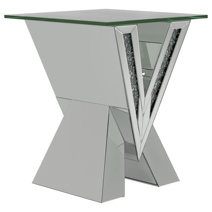 Taffeta 3-piece Mirrored Coffee and End Table Set Silver