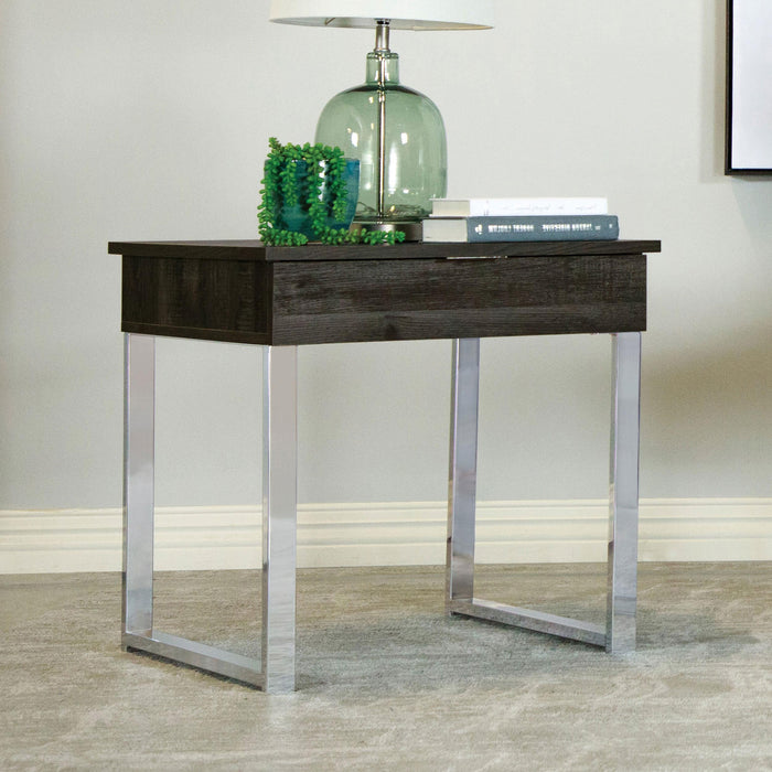 Aldine Square 1-drawer Side End Table Dark Charcoal