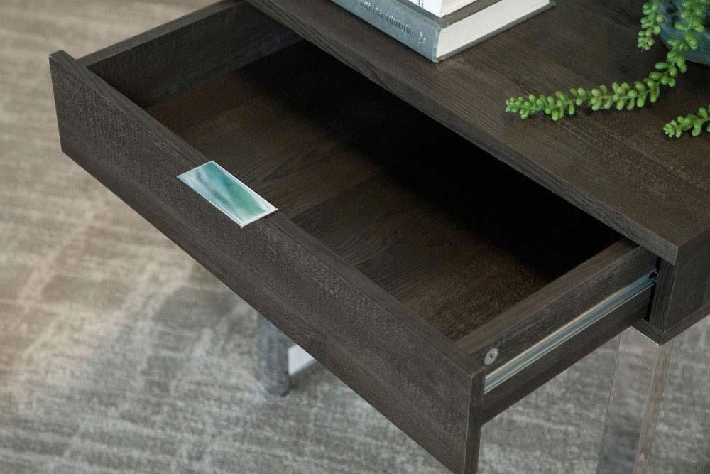 Aldine Square 1-drawer Side End Table Dark Charcoal